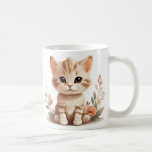 Niedliche Kätzchen und Blume Tasse