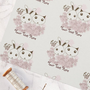 Niedliche Kätzchen- und Bunny Animal Friends Custo Stoff