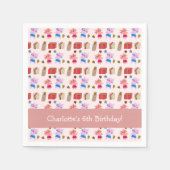 Niedliche Kätzchen und Geschenke Muster Pink Kinde Serviette (Vorderseite)