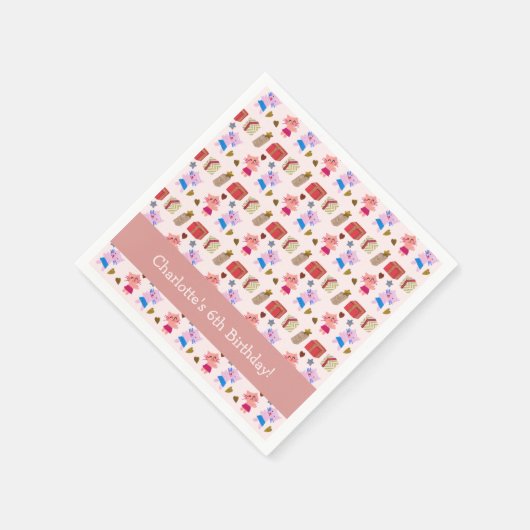 Niedliche Kätzchen und Geschenke Muster Pink Kinde Serviette (Ecke)