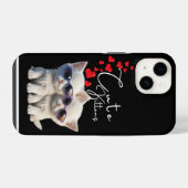 Niedliche Kätzchen und Herzströme iPhone Hülle (Rückseite (Horizontal))