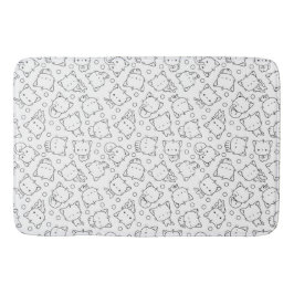 Niedliche Kätzchen und Polka Punkte Schwarz & Weiß Badematte