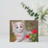 Niedliche Kätzchen und Rose Valentine Postkarte (Stehend Vorderseite)