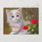 Niedliche Kätzchen und Rose Valentine Postkarte (Vorderseite)