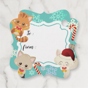 Niedliche Kätzchen und Schneeflocken Weihnachtsges Geschenkanhänger