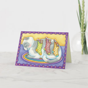 Niedliche Kätzchen-Weihnachtskarte Feiertagskarte