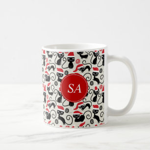 Niedliche Kätzchen Weihnachtsmannmütze Weihnachten Kaffeetasse