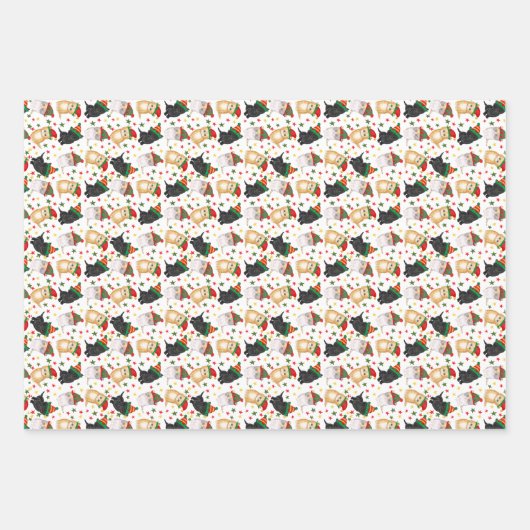 Niedliche Kätzchen Weihnachtsverpackung Geschenkpapier Set (Vorderseite)