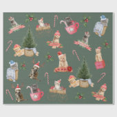 Niedliche Kätzchen zu Weihnachten Geschenkpapier (Flach)