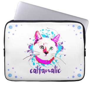 Niedliche Kätzchengesicht Hot Pink Blue Cat Fanati Laptopschutzhülle