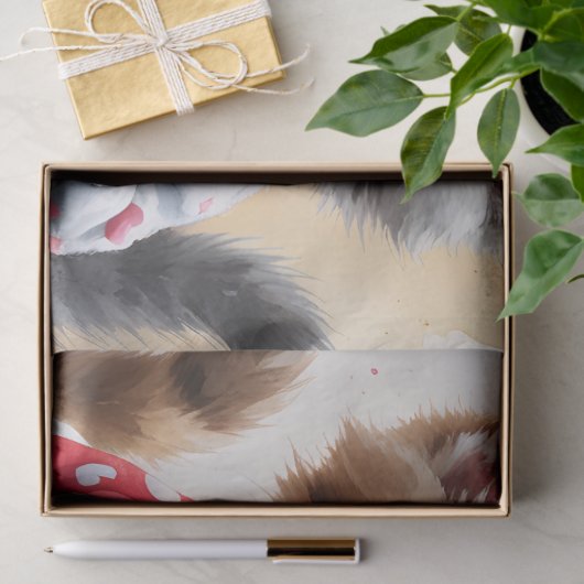 Niedliche Kätzchenherzen Seidenpapier (Geschenk)