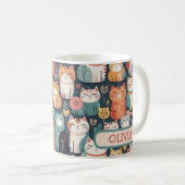 Niedliche Kätzchenmuster Personalisiert Kaffeetasse (VorderseiteRechts)