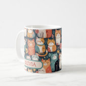 Niedliche Kätzchenmuster Personalisiert Kaffeetasse (Vorderseite Links)