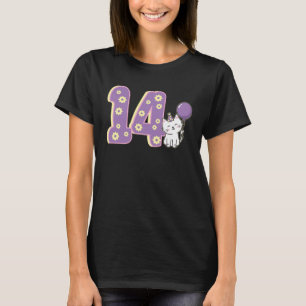 Niedliche Katze 14. Geburtstag Katzen Besitzer Hau T-Shirt