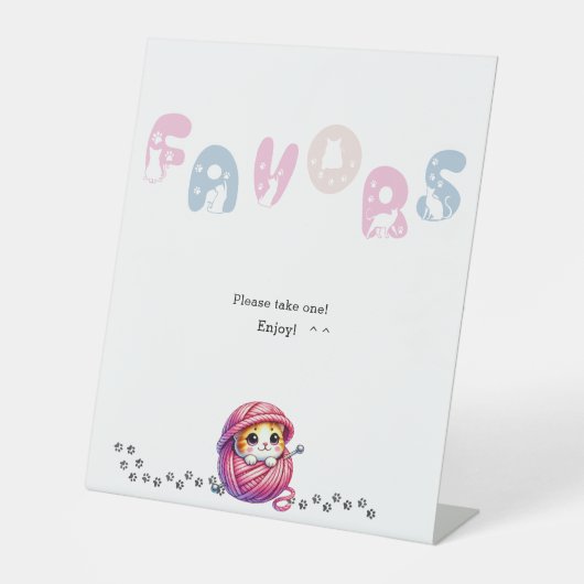 Niedliche Katze 1. Geburtstagsfavoriten Sockelschild (Vorderseite)