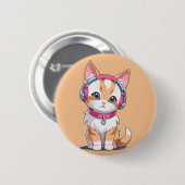Niedliche Katze am Kopfhörer Button (Vorne & Hinten)