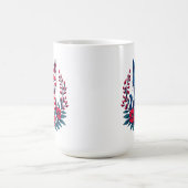 Niedliche Katze Amerikanische Flagge und Rote Blum Kaffeetasse (Mittel)