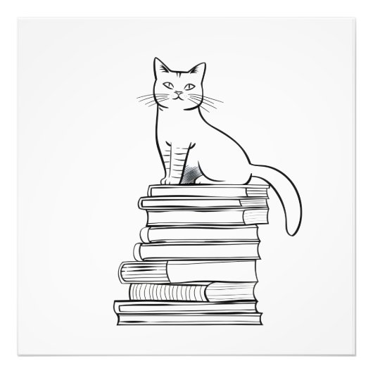 Niedliche Katze auf Büchern Fotodruck (Vorne)