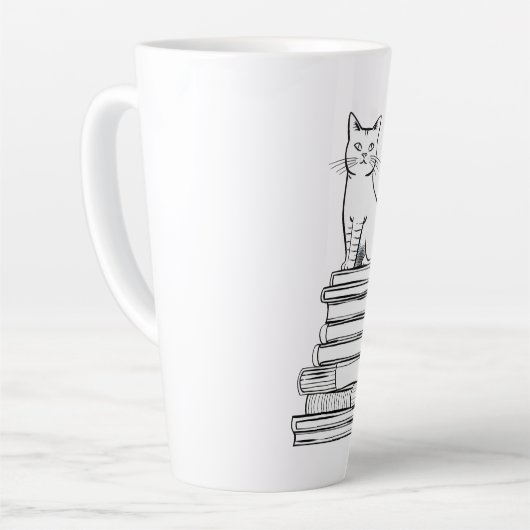 Niedliche Katze auf Büchern Milchtasse (Linke Ecke)