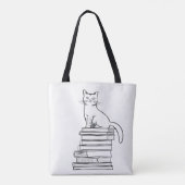 Niedliche Katze auf Büchern Tasche (Rückseite)