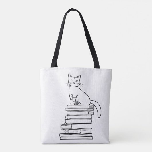 Niedliche Katze auf Büchern Tasche (Rückseite)