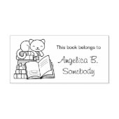 Niedliche Katze auf Bücherstapel - Buchzeichen Permastempel (Design)