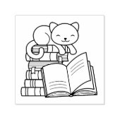 Niedliche Katze auf Bücherstapel Permastempel (Design)