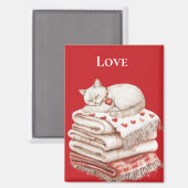 Niedliche Katze auf den Decken Magnet (Vorderseite/Rückseite)