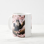 Niedliche Katze auf einem Kirschblossom Kaffeetasse (Vorderseite Links)