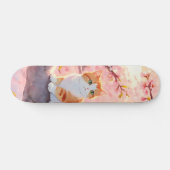 Niedliche Katze auf einem Kirschblossom Skateboard (Horizontal)