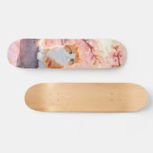 Niedliche Katze auf einem Kirschblossom Skateboard (Horizontal)