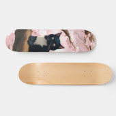 Niedliche Katze auf einem Kirschblossom Skateboard (Horizontal)