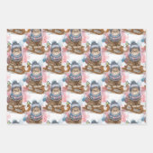 Niedliche Katze auf einem Schlitten Geschenkpapier Set (Vorderseite 3)