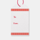 Niedliche Katze auf einem Schlittenschneedecker mi Geschenkanhänger (Rückseite)