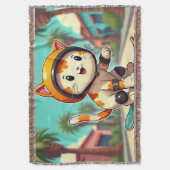 Niedliche Katze auf einem Skateboard Decke (Vorderseite Vertikal)