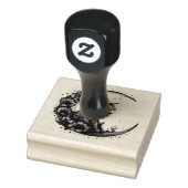 Niedliche Katze auf Halbmond Gummistempel (Stempel)