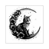 Niedliche Katze auf Halbmond Gummistempel (Prägung)