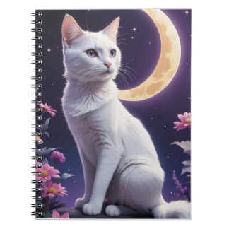 Niedliche Katze auf Halbmond Notizblock