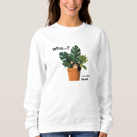 Niedliche Katze auf Planter | Funny Sweatshirt (Vorderseite)
