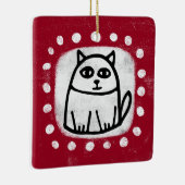 Niedliche Katze auf Rotem Ornament (Rechts)