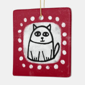 Niedliche Katze auf Rotem Ornament (Links)