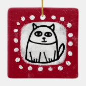 Niedliche Katze auf Rotem Ornament (Rückseite)