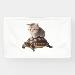 niedliche Katze auf Schildkröte Banner