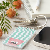 Niedliche Katze auf Streifen Schlüsselanhänger (Vorderseite rechts)