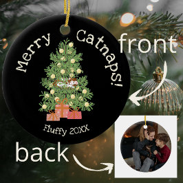 Niedliche Katze auf Weihnachtsbaum frohe Catnaps! Keramik Ornament