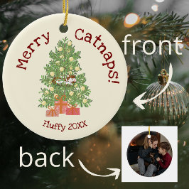 Niedliche Katze auf Weihnachtsbaum frohe Catnaps! Keramik Ornament