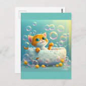 Niedliche Katze baden Postkarte (Vorne/Hinten)