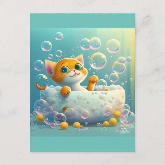 Niedliche Katze baden Postkarte (Vorderseite)