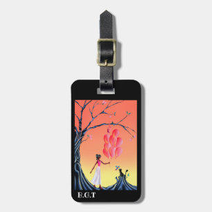 Niedliche Katze & Ballerina bei Sonnenuntergang Ba Gepäckanhänger