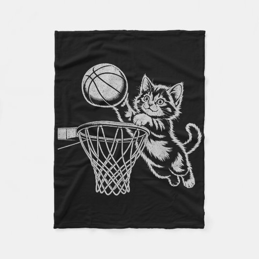 Niedliche Katze Basketball Männer Frauen Kinder Sp Fleecedecke (Vorderseite)